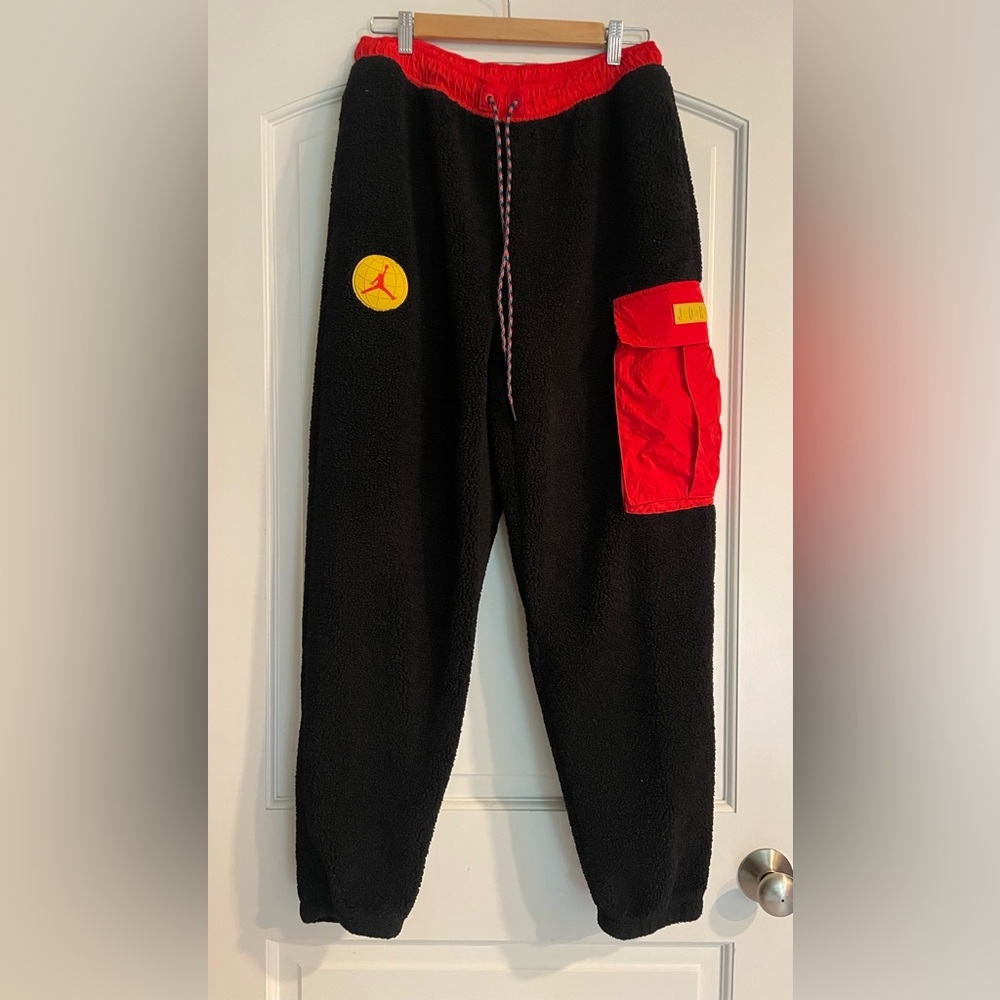 Jordan Black Fleece Joggers Flight Jumpman Cargo Pocket M